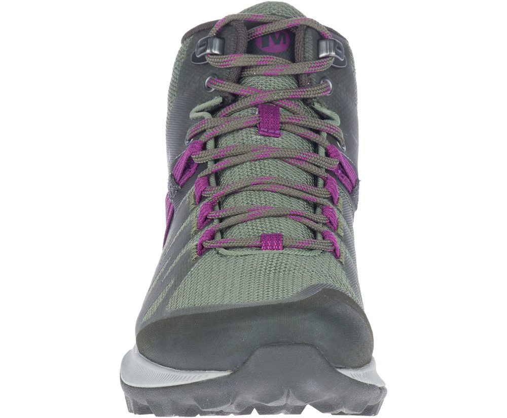 Kozaki Merrell Damskie Oliwkowe - Zion Fst Mid Waterproof - 163245-KUM